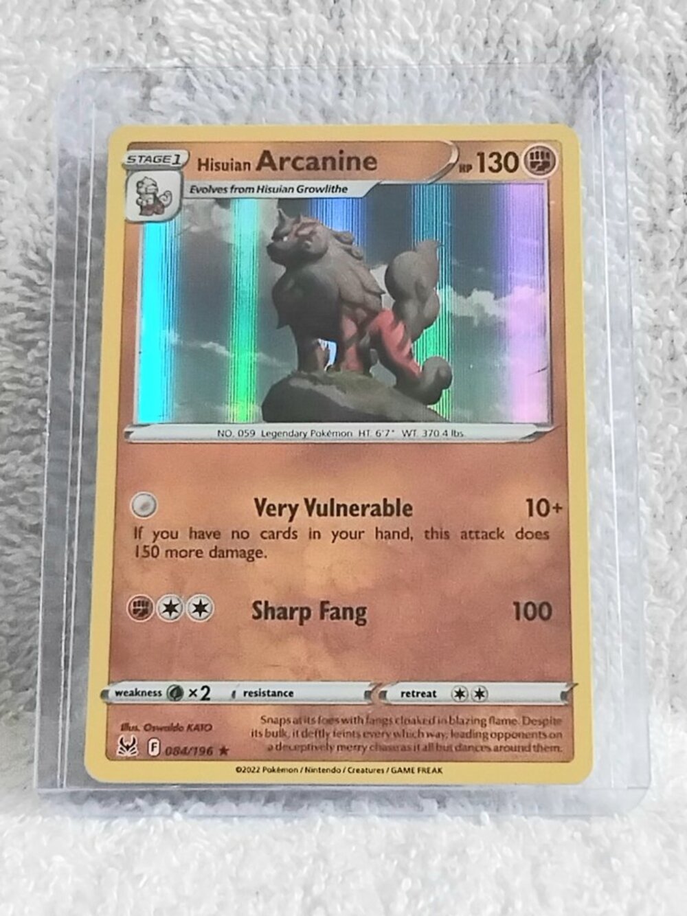 Mint 2022 Pokemon Hisuian Arcanine Rare ☆ Hollo Card 084/196!!